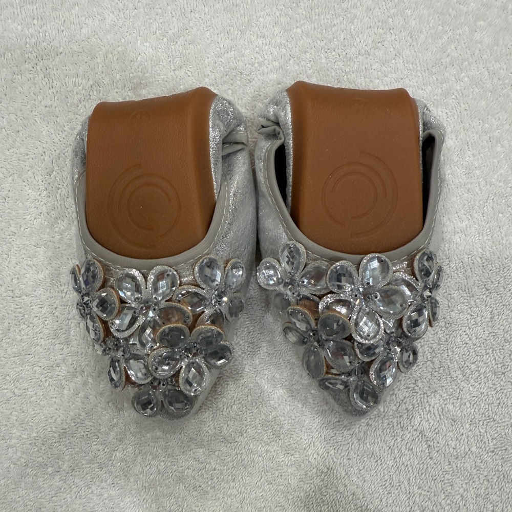 Elegant Silver Embellished Women's Ballerina Flats